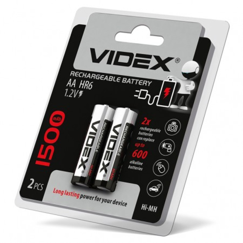 Аккумуляторные батарейки VIDEX HR6 1500mAh 1,2 V (цена за 1 батарейку) HR6/1500/2DBB