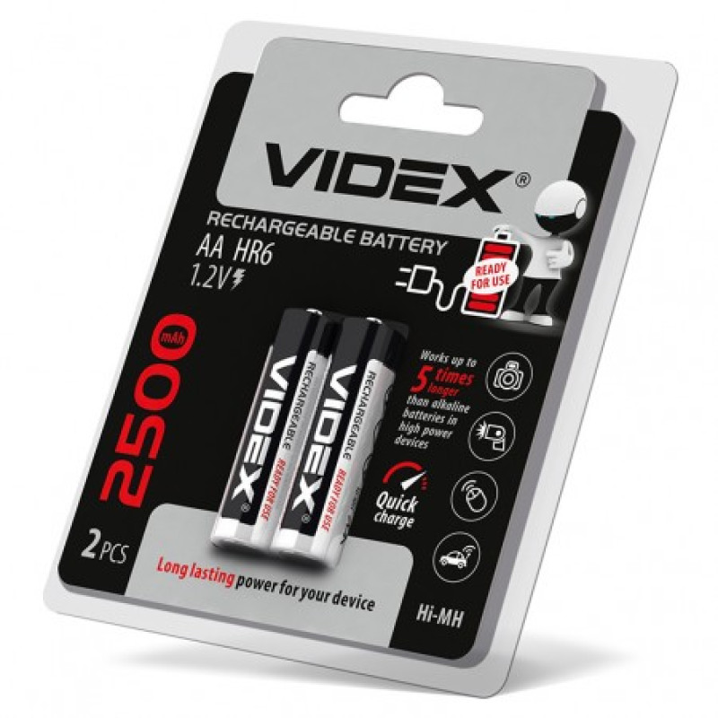 Аккумуляторные батарейки VIDEX HR6 2500mAh 1,2 V ( цена за 1 батарейку) HR6/2500/2DB