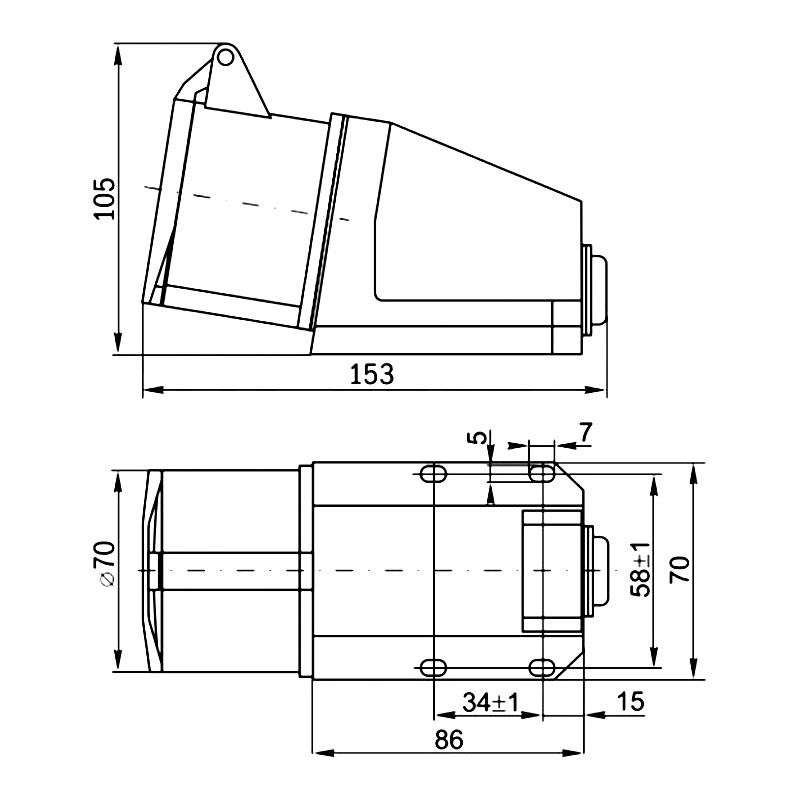 Розетка стаціонарна 125 3Р+РЕ+N 32А 380-415В IP44 A0080040006