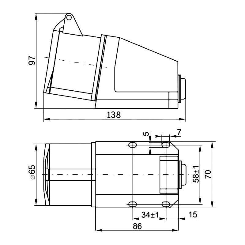 Розетка стационарная 115 3Р+РЭ+N 16А 380-415В IP44 A0080040003