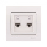 Розетка компьютерная двойная LEZARD Deriy белая 702-0202-141