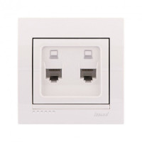 Розетка компьютерная двойная LEZARD Deriy белая 702-0202-141