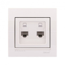 Розетка компьютерная двойная LEZARD Deriy белая 702-0202-141