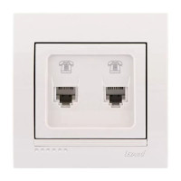Розетка телефонная двойная LEZARD Deriy белая 702-0202-138