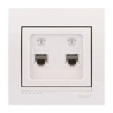 Розетка телефонная двойная LEZARD Deriy белая 702-0202-138