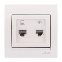 Розетка компьютерная и телефонная LEZARD Deriy белая 702-0202-143