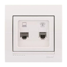 Розетка компьютерная и телефонная LEZARD Deriy белая 702-0202-143