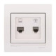 Розетка компьютерная и телефонная LEZARD Deriy белая 702-0202-143