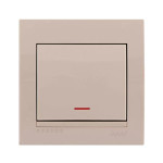 Выключатель одноклавишный с подсветкой LEZARD Deriy крем 702-0303-111