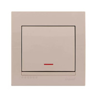 Выключатель одноклавишный с подсветкой LEZARD Deriy крем 702-0303-111