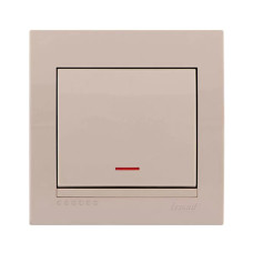 Выключатель одноклавишный с подсветкой LEZARD Deriy крем 702-0303-111