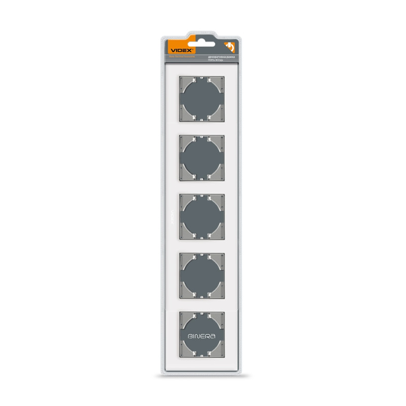 Рамка пятерная горизонтальная VIDEX Binera белое стекло (VF-BNFRG5H-W)