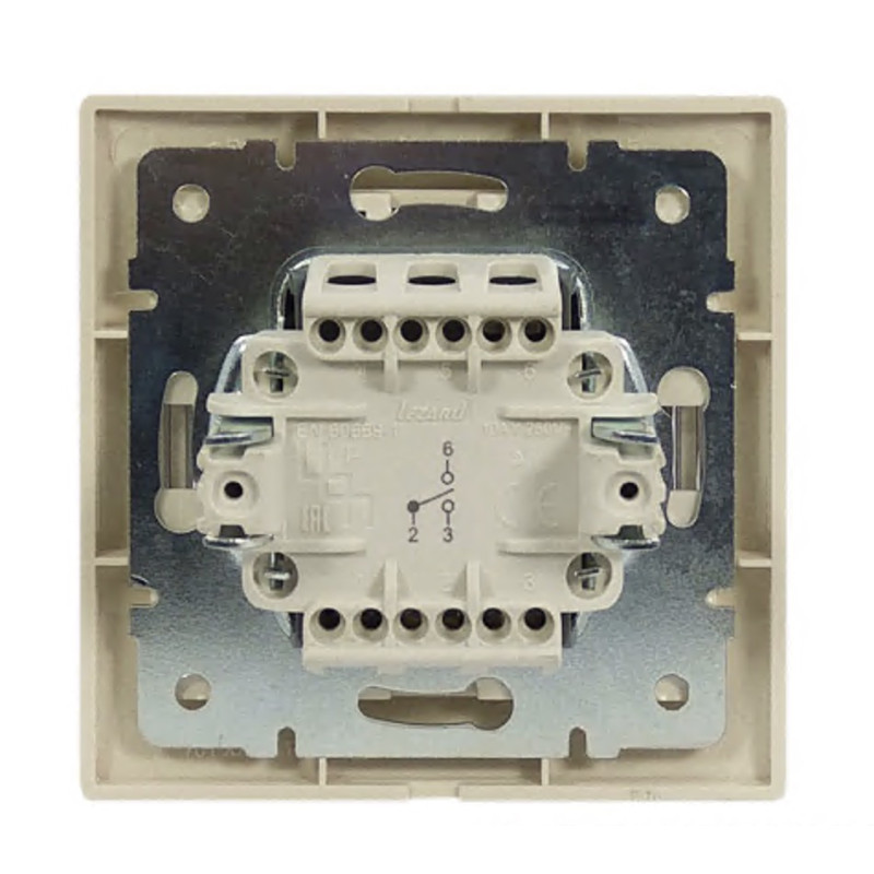 Выключатель проходной одноклавишный с вставкой LEZARD Mira крем 701-0303-105