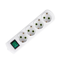 Колодка LEZARD 4 входа с заземлением и выключателем белая Letitia 721-0400-402