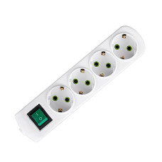 Колодка LEZARD 4 входа с заземлением и выключателем белая Letitia 721-0400-402