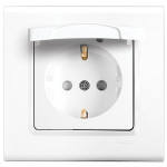 Розетка одинарная с/з и защитной крышкой VIKO Linnera белая 90400012