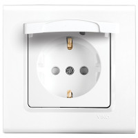 Розетка одинарная с/з и защитной крышкой VIKO Linnera белая 90400012