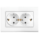 Розетка двухмесная с/з VIKO Linnera белая 91400056