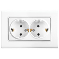 Розетка двухмесная с/з VIKO Linnera белая 91400056