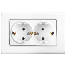 Розетка двухмесная с/з VIKO Linnera белая 91400056