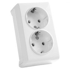 Розетка накладная двойная с заземлением VIKO VERA белый IP20 90681056