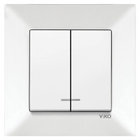 Выключатель двухклавишный с подсветкой VIKO Meridian белый 90970050-WH