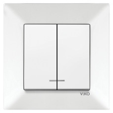 Выключатель двухклавишный с подсветкой VIKO Meridian белый 90970050-WH