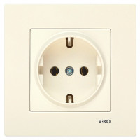 Розетка одинарная с/з VIKO Karre крем 90960108