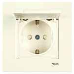 Розетка одинарная с/з и защитной крышкой VIKO Karre крем 90960112