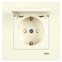 Розетка одинарная с/з и защитной крышкой VIKO Karre крем 90960112