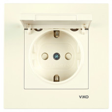 Розетка одинарная с/з и защитной крышкой VIKO Karre крем 90960112