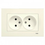 Розетка двухмесная б/з VIKO Karre крем 90960155