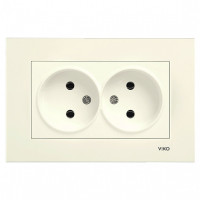 Розетка двухмесная б/з VIKO Karre крем 90960155