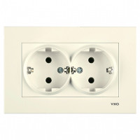Розетка двухмесная с/з VIKO Karre крем 90960156