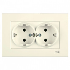 Розетка двухмесная с/з VIKO Karre крем 90960156