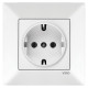 Розетка одинарная с/з VIKO Meridian белая 90970008-WH