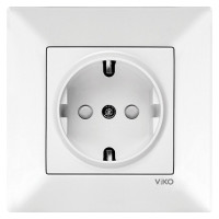 Розетка одинарная с/з со шторками VIKO Meridian белая 90970042-WH
