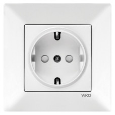 Розетка одинарная с/з со шторками VIKO Meridian белая 90970042-WH