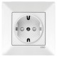 Розетка одинарная с/з со шторками VIKO Meridian белая 90970042-WH