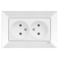 Розетка двухмесная б/з VIKO Meridian белая 90970055-WH