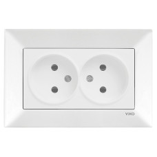 Розетка двухмесная б/з VIKO Meridian белая 90970055-WH