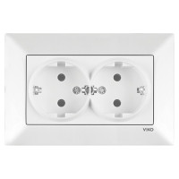 Розетка двухмесная с/з VIKO Meridian белая 90970056-WH