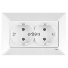 Розетка двухмесная с/з VIKO Meridian белая 90970056-WH