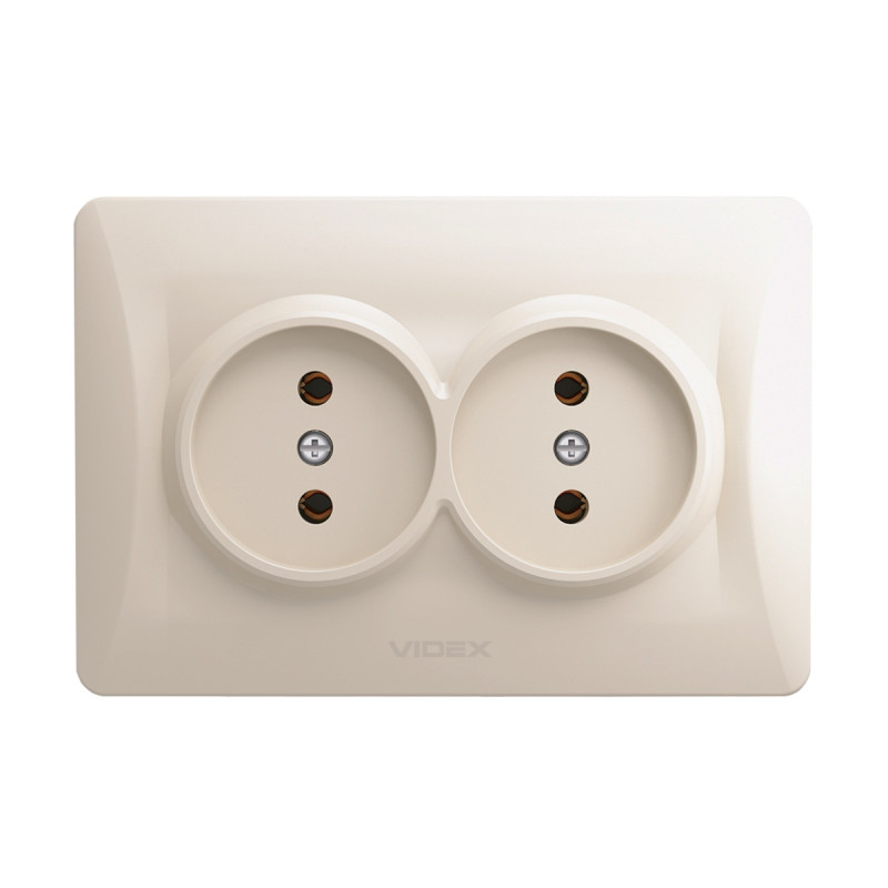 Розетка двомісна б/з VIDEX Binera крем (VF-BNSK2-CR)
