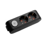 Колодка VIKO 2 входа с заземлением и выключателем черная Multi-Let 90138200