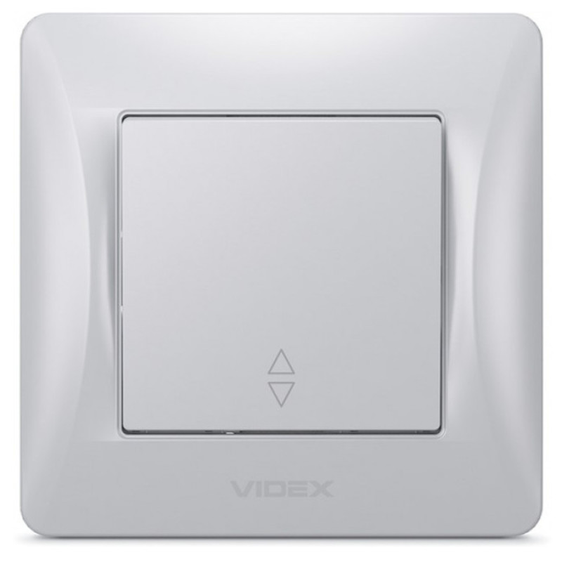 Выключатель одноклавишный проходной VIDEX Binera серебряный шёлк VF-BNSW1P-SS