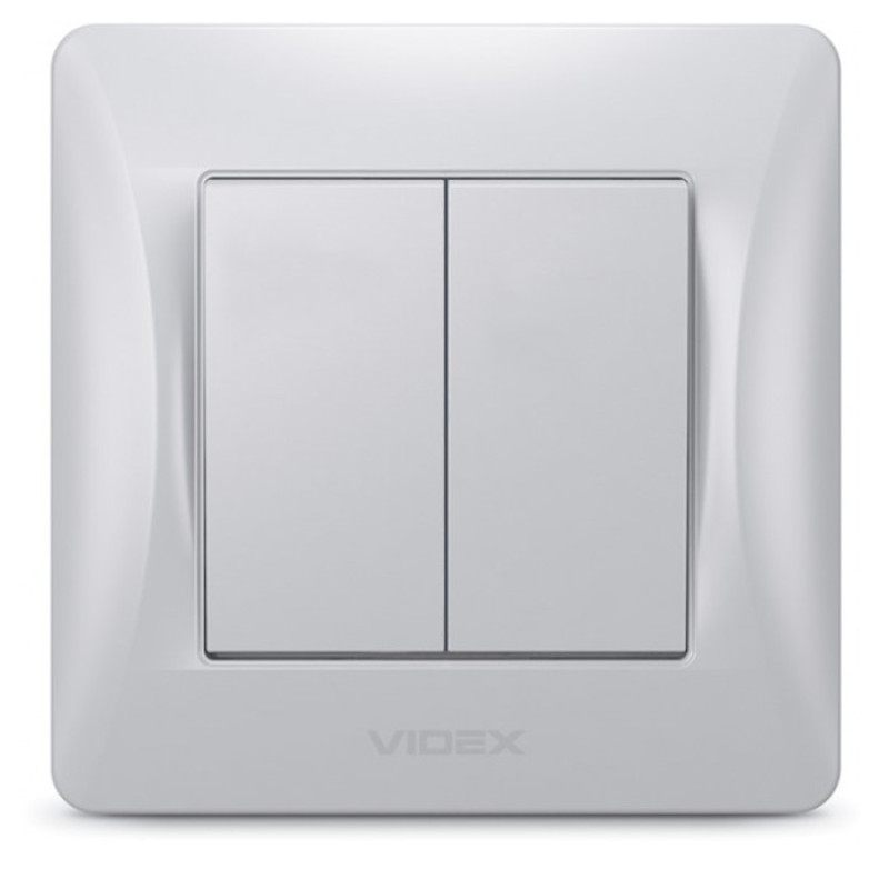 Выключатель двухклавишный VIDEX Binera серебряный шёлк VF-BNSW2-SS