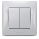 Выключатель двухклавишный VIDEX Binera серебряный шёлк VF-BNSW2-SS