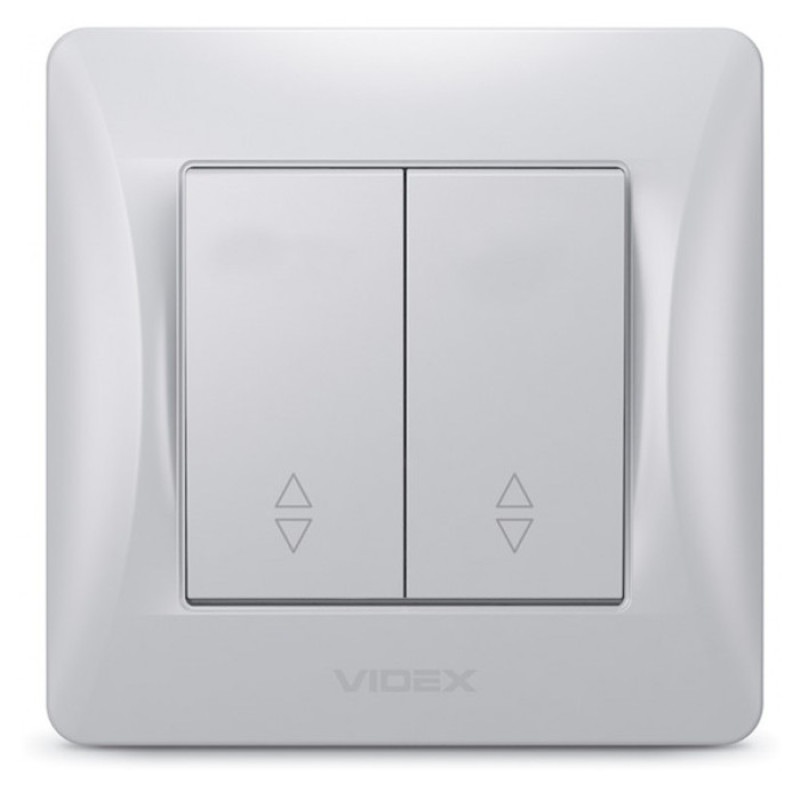 Выключатель двухклавишный проходной VIDEX Binera серебряный шёлк VF-BNSW2P-SS