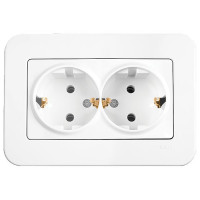 Розетка двухмесная с/з VIKO Rollina белая 90420056